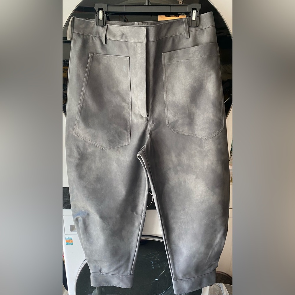 NWT Tibi Brancusi-esque coated mottled gray pants 12